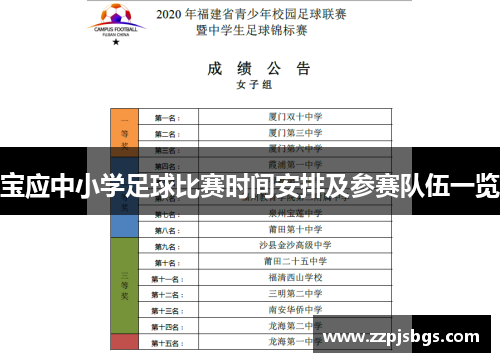 宝应中小学足球比赛时间安排及参赛队伍一览